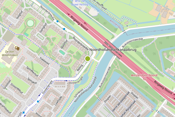 Ambulance-melding op Reling, Amsterdam op 23 juni, kaart-overzicht