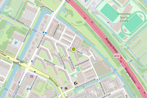 Ambulance-melding op Markengouw, Amsterdam op 23 juni, kaart-overzicht