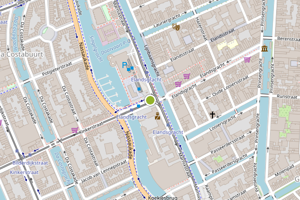 Ambulance-melding op Elandsgracht, Amsterdam op 6 mei, kaart-overzicht