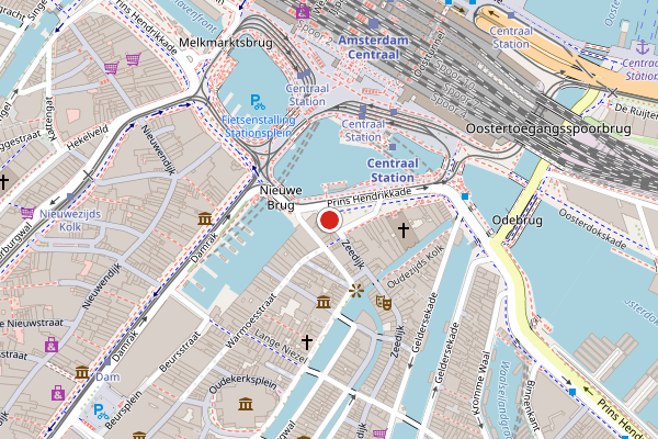 Brandweer-melding op Prins Hendrikkade, Amsterdam op 24 juni, kaart-overzicht