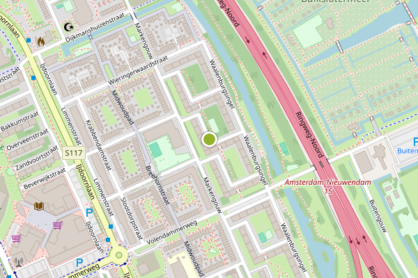 Ambulance-melding op Eierlandstraat, Amsterdam op 6 mei, kaart-overzicht