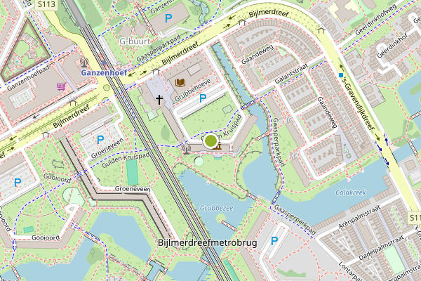 Ambulance-melding op Grubbehoeve, Amsterdam op 6 mei, kaart-overzicht