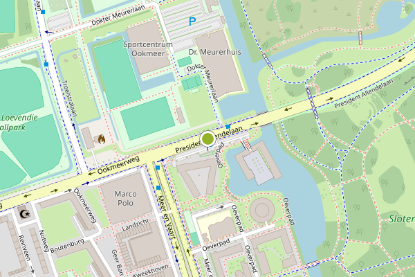 Ambulance-melding op President Allendelaan, Amsterdam op 6 mei, kaart-overzicht