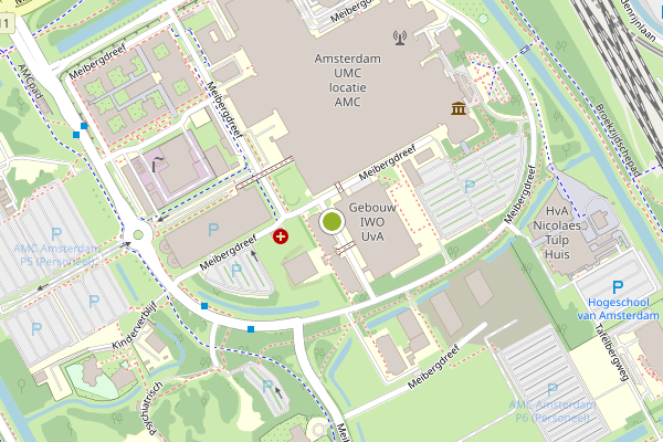 Ambulance-melding op Meibergdreef, Amsterdam op 6 mei, kaart-overzicht