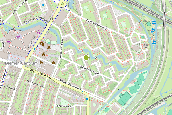 Ambulance-melding op Julianaplantsoen, Diemen op 6 mei, kaart-overzicht