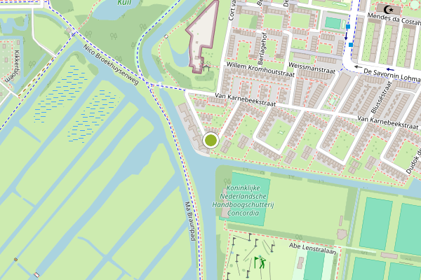 Ambulance-melding op Willem Mulierhof, Amsterdam op 24 juni, kaart-overzicht