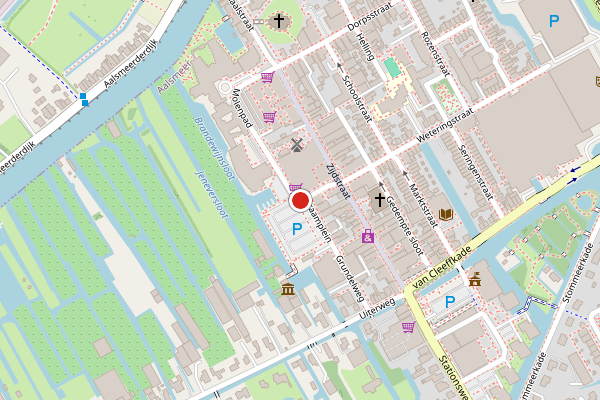 Brandweer-melding op Praamplein, Aalsmeer op 24 juni, kaart-overzicht