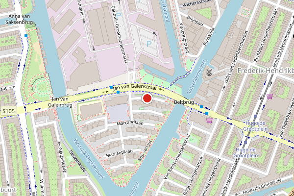 Brandweer-melding op Marcantilaan, Amsterdam op 24 juni, kaart-overzicht