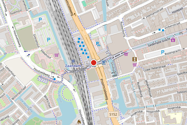 Brandweer-melding op Stadhuisplein, Zaandam op 24 juni, kaart-overzicht