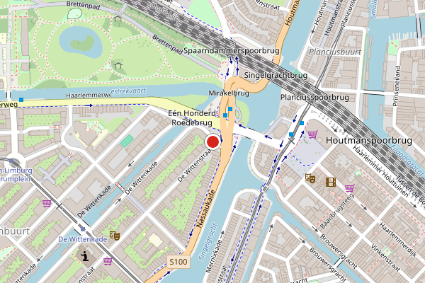 Brandweer-melding op Nassauplein, Amsterdam op 24 juni, kaart-overzicht