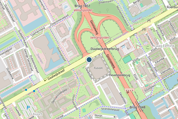 Politie-melding op Develstein, Amsterdam op 24 juni, kaart-overzicht