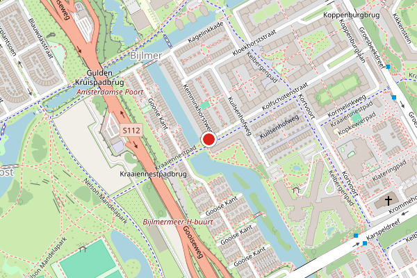 Brandweer-melding op Kolfschotenstraat, Amsterdam op 24 juni, kaart-overzicht