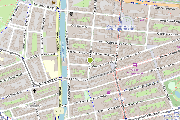 Ambulance-melding op Frans Halsstraat, Amsterdam op 24 juni, kaart-overzicht
