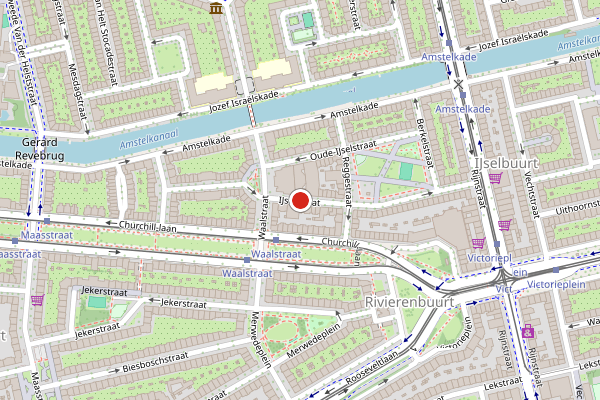 Brandweer-melding op IJselstraat, Amsterdam op 25 juni, kaart-overzicht