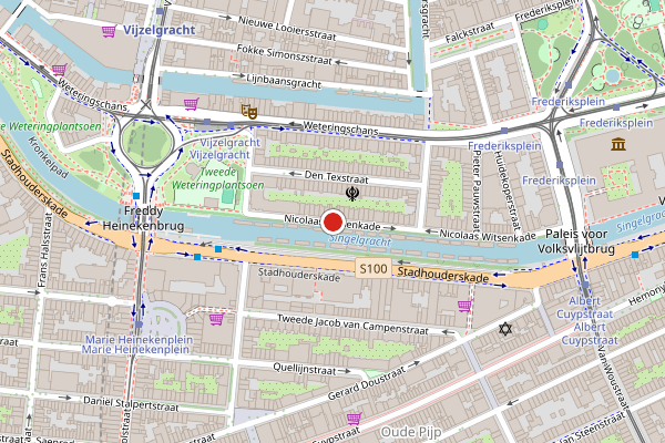 Brandweer-melding op Nicolaas Witsenkade, Amsterdam op 25 juni, kaart-overzicht