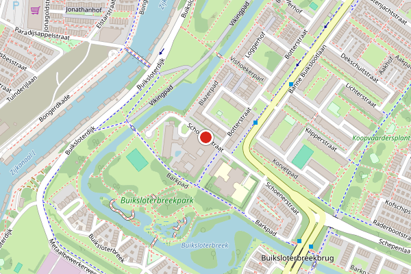 Brandweer-melding op Schoenerstraat, Amsterdam op 25 juni, kaart-overzicht