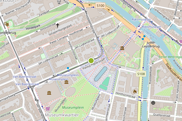 Ambulance-melding op Paulus Potterstraat, Amsterdam op 25 juni, kaart-overzicht