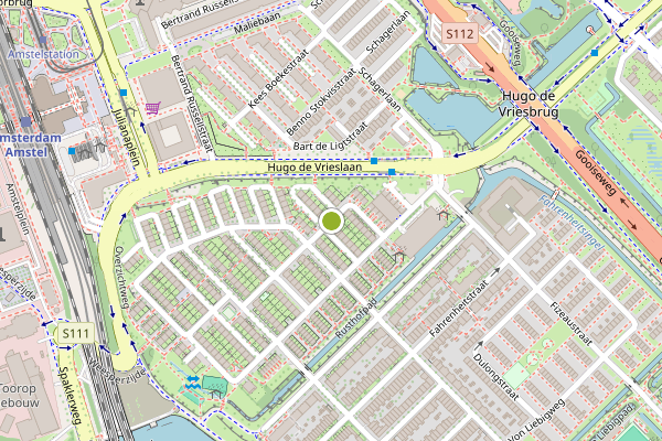 Ambulance-melding op Middelhoffstraat, Amsterdam op 25 juni, kaart-overzicht
