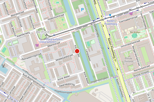 Brandweer-melding op Korte Water, Amsterdam op 25 juni, kaart-overzicht