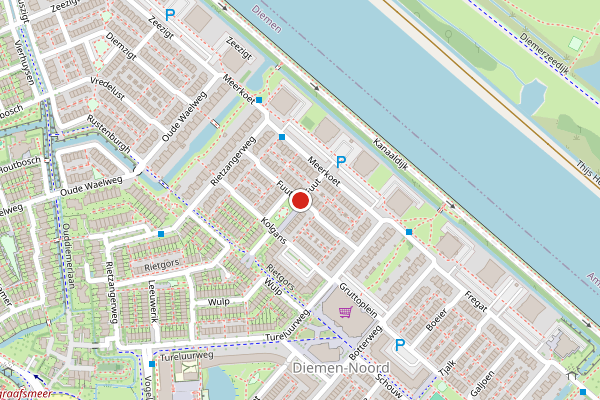 Brandweer-melding op Fuut, Diemen op 25 juni, kaart-overzicht