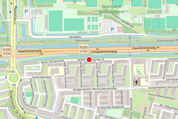 Brandweer-melding op Anton Struikstraat, Amsterdam op 25 juni, kaart-overzicht