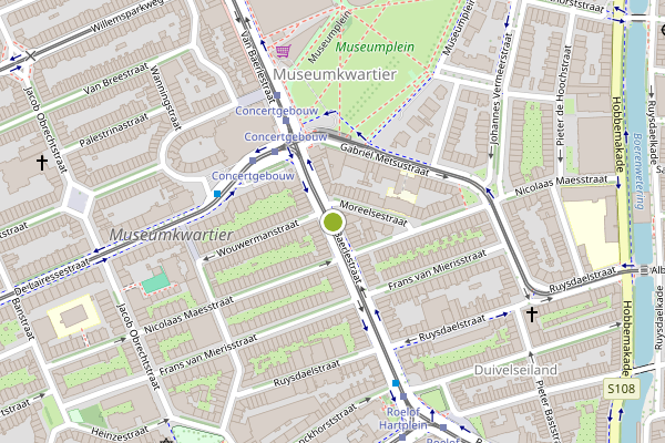 Ambulance-melding op Van Baerlestraat, Amsterdam op 26 juni, kaart-overzicht