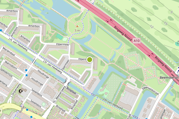 Ambulance-melding op Elpermeer, Amsterdam op 26 juni, kaart-overzicht