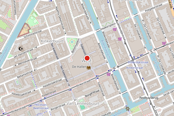 Brandweer-melding op Tollensstraat, Amsterdam op 27 juni, kaart-overzicht