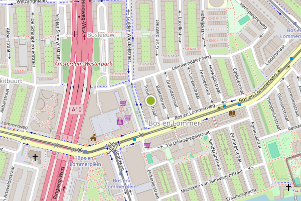 Ambulance-melding op Trouringhstraat, Amsterdam op 27 juni, kaart-overzicht