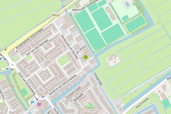 Ambulance-melding op Jan Steen, Ouderkerk aan de Amstel op 27 juni, kaart-overzicht