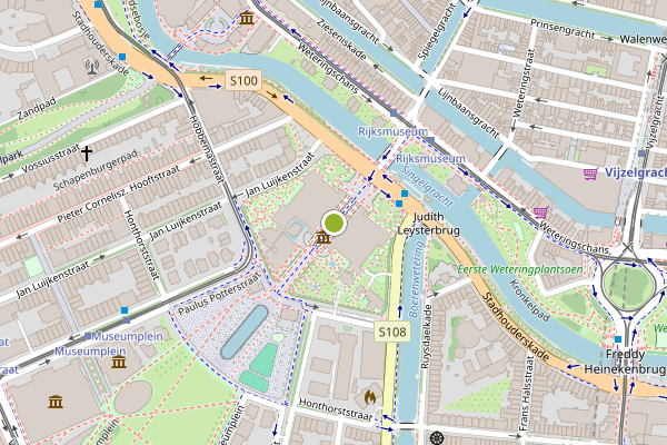 Ambulance-melding op Museumstraat, Amsterdam op 27 juni, kaart-overzicht