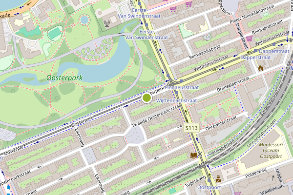 Ambulance-melding op Oosterpark, Amsterdam op 27 juni, kaart-overzicht