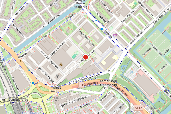 Brandweer-melding op James Wattstraat, Amsterdam op 27 juni, kaart-overzicht