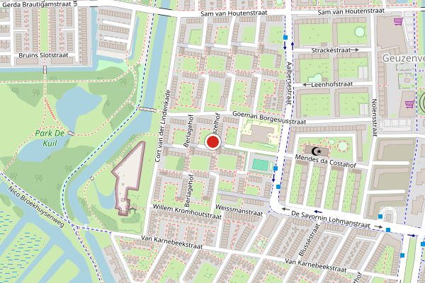 Brandweer-melding op De Bazelhof, Amsterdam op 27 juni, kaart-overzicht