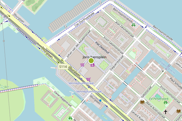 Ambulance-melding op Joris Ivensplein, Amsterdam op 27 juni, kaart-overzicht