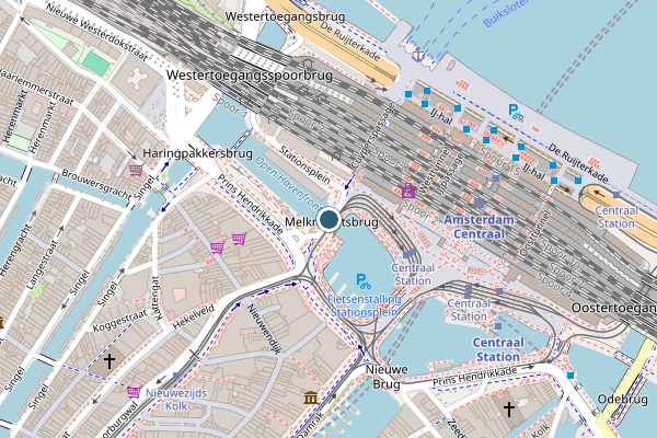 Politie-melding op Stationsplein, Amsterdam op 27 juni, kaart-overzicht