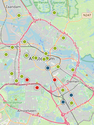 Kaart laatste meldingen P2000 Amsterdam